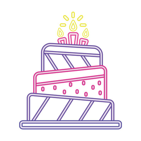 neon party birthday cake lightのイラスト素材