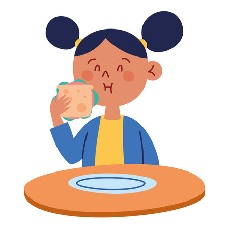 kid eating illustration vector isolatedのイラスト素材