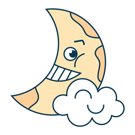 weather cartoon character crescent moonのイラスト素材