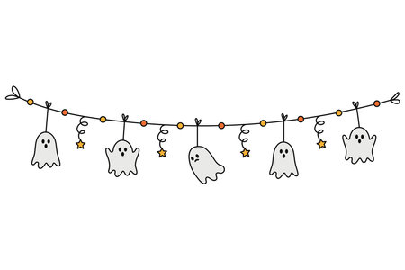 halloween garland with ghostのイラスト素材
