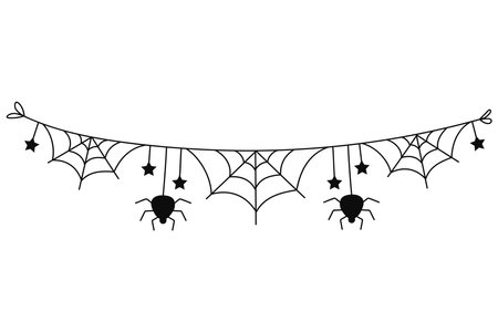 halloween garland spiderweb and spiderのイラスト素材