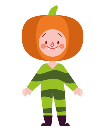 halloween disguised pumpkin vector isolatedのイラスト素材