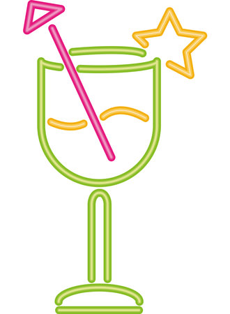 neon cocktail green vector isolatedのイラスト素材