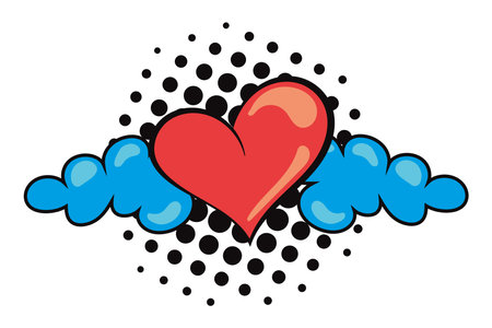 love pop art red heart vector isolatedのイラスト素材