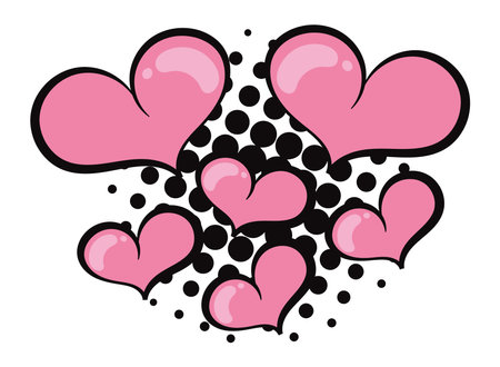 love pop art pink hearts vector isolatedのイラスト素材