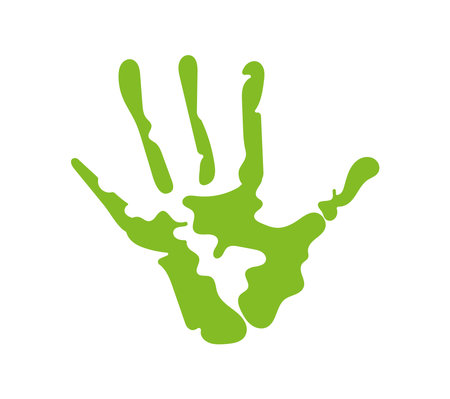 handprint paint color green vector isolatedのイラスト素材