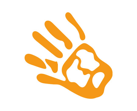 handprint paint color yellow vector isolatedのイラスト素材