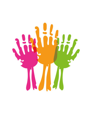 handsprint paint colors vector isolatedのイラスト素材