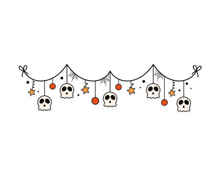 halloween garland with skullのイラスト素材