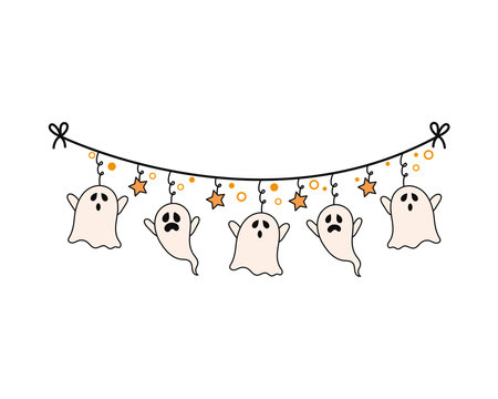 halloween garland with ghostのイラスト素材