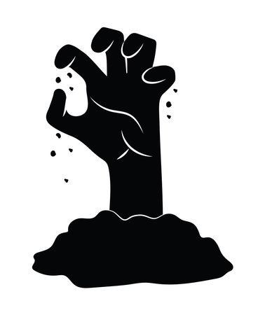 halloween silhouette zombie handのイラスト素材