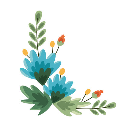 corner frame flowers blue vector isolatedのイラスト素材