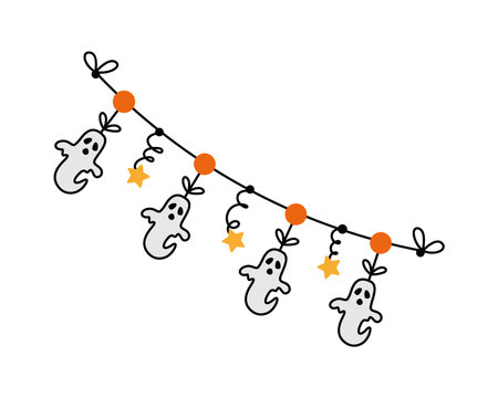 halloween garland ghosts vector isolatedのイラスト素材