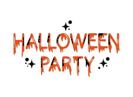 halloween party lettering vector isolatedのイラスト素材