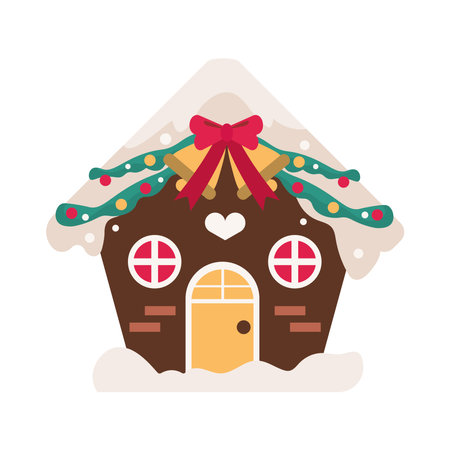 christmas house with gardenのイラスト素材