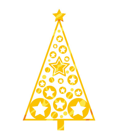 christmas golden tree with starsのイラスト素材