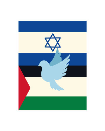 israel and palestine flags with dove designのイラスト素材