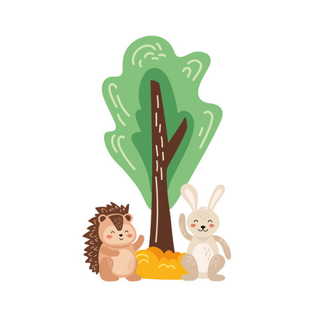 autumn season animals design vector isolatedのイラスト素材