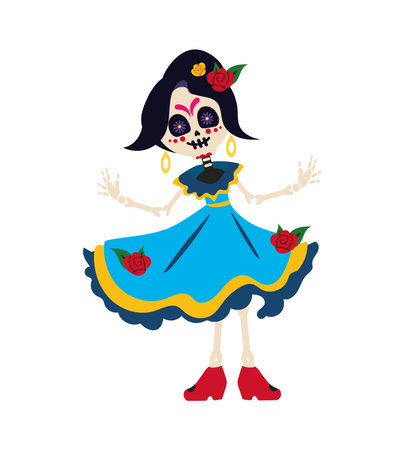 dia de los muertos catrina cartoonのイラスト素材