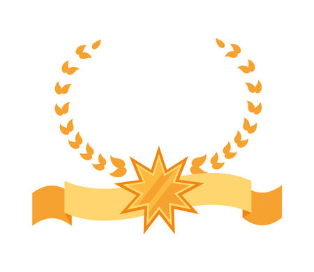 ribbon and wreath golden vector isolatedのイラスト素材