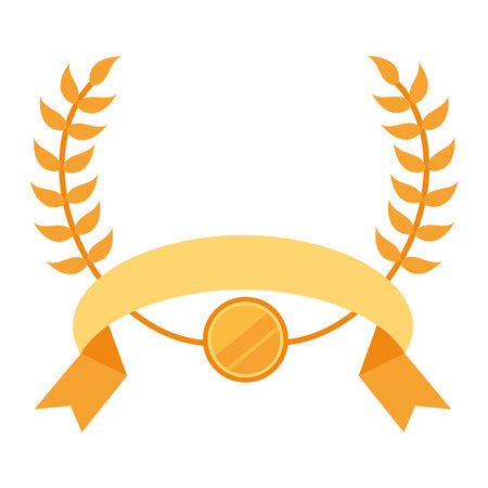 golden wreath and ribbon vector isolatedのイラスト素材