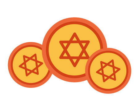 jewish chocolate coins vector isolatedのイラスト素材