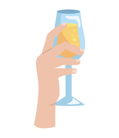 champagne cup toasting in handのイラスト素材