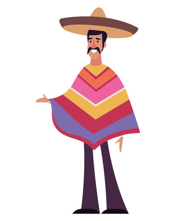 mexican man with ponchoのイラスト素材