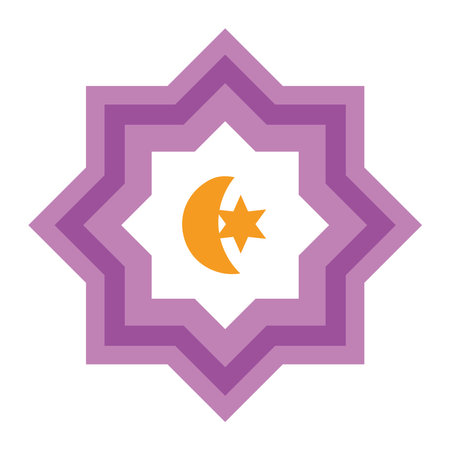 islamic star purple with moon vector isolatedのイラスト素材