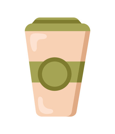 reusable coffee cup with green decor vector isolatedのイラスト素材