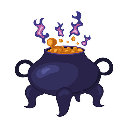 halloween magic cauldron vector isolatedのイラスト素材