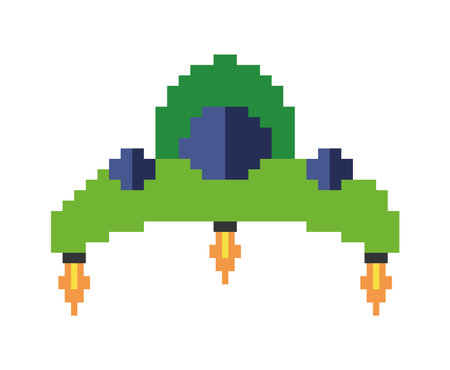 battle ship pixels illustration vector isolatedのイラスト素材
