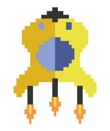 battle ship pixels yellow vector isolatedのイラスト素材