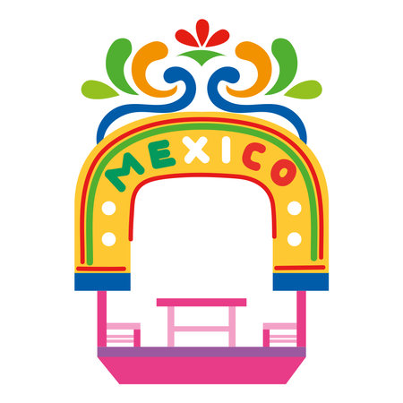 mexico xochimilco trajinera tourismのイラスト素材