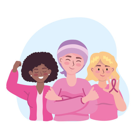 breast cancer awareness womenのイラスト素材