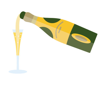 champagne bottle and glass vector isolatedのイラスト素材
