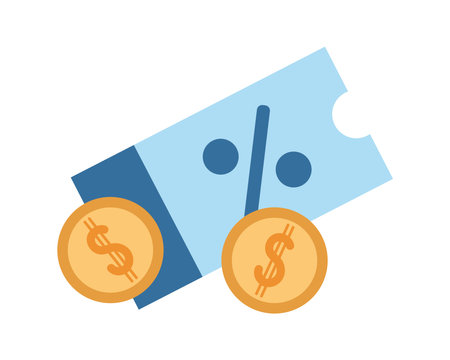voucher payment with coins vector isolatedのイラスト素材