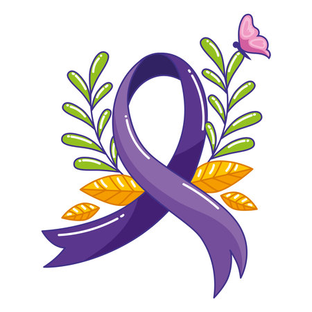 epilepsy purple ribbonのイラスト素材