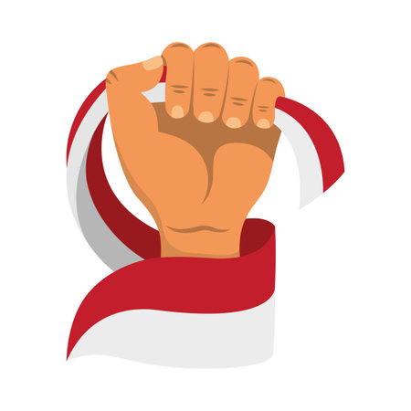 indonesia flag in handのイラスト素材