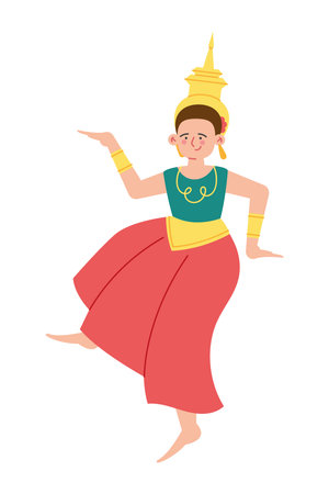 myanmar woman dancer design vector isolatedのイラスト素材