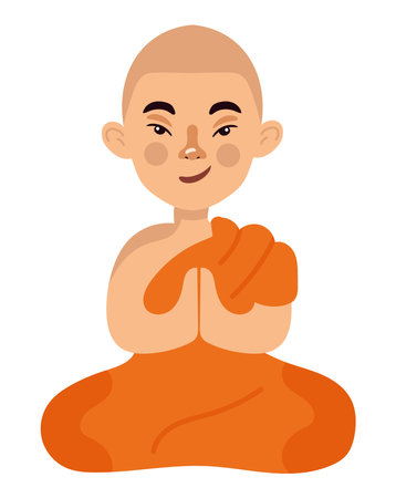 buddhist monk illustration vector isolatedのイラスト素材