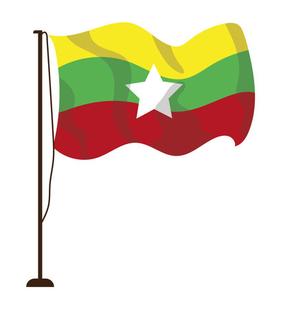 myanmar flag illustration vector isolatedのイラスト素材