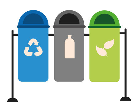 waste management trash bins vector isolatedのイラスト素材