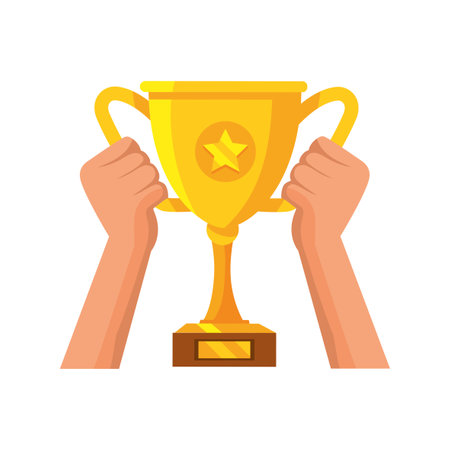 hand holding trophy cupのイラスト素材