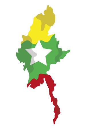 myanmar map illustration vector isolatedのイラスト素材