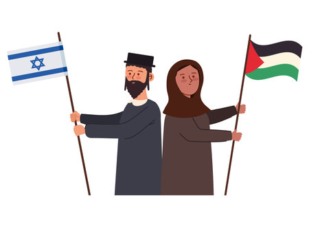 israel and palestine peace persons designのイラスト素材
