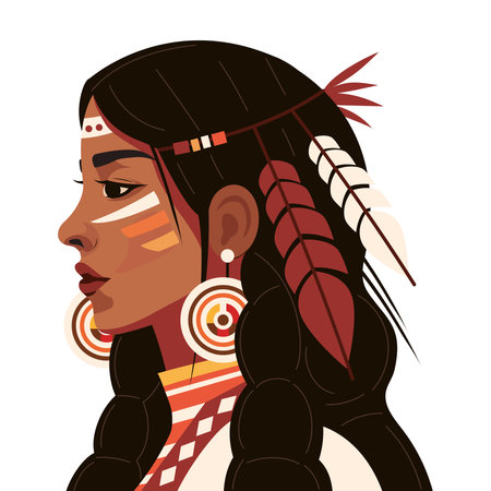 native american girl portraitのイラスト素材
