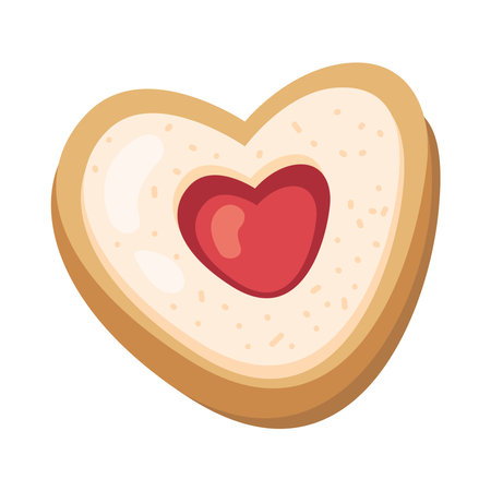 sweet cookie in heart shape vector isolatedのイラスト素材