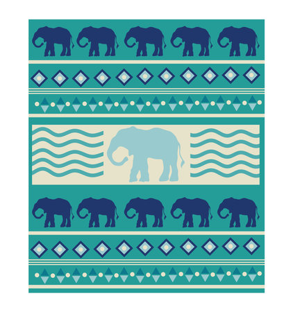 aso oke fabric with elephants vector isolatedのイラスト素材