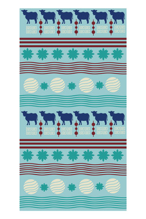 aso oke fabric with cows vector isolated